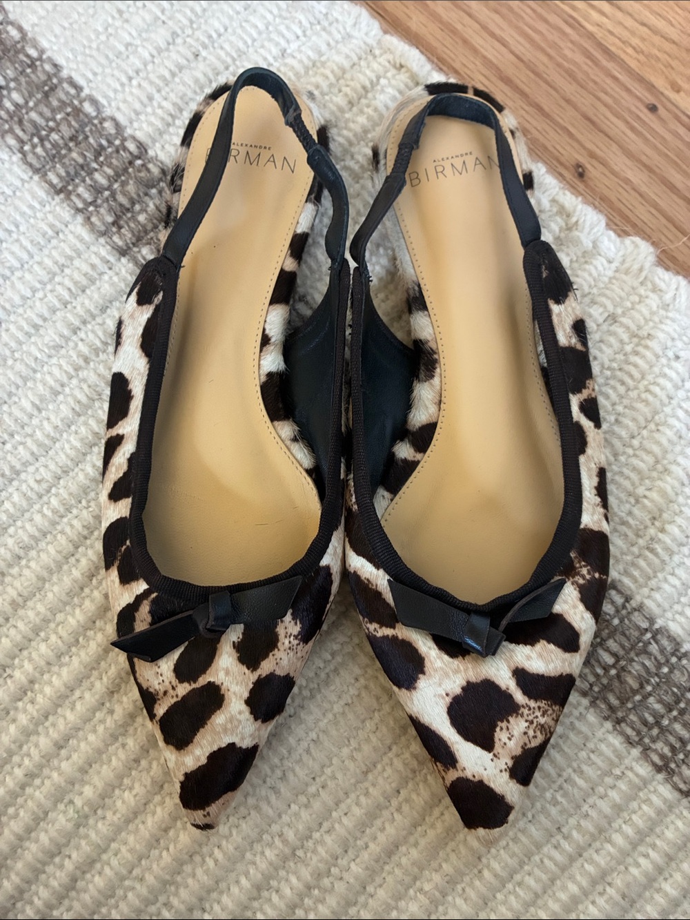 Alexandre Birman Leopard-Print Pointed Slingback Flats in Brown and Black